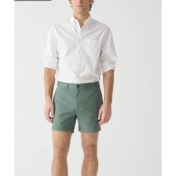 Men’s J. Crew 5" Stretch Chino Shorts Size 33 Classic Light‎ Pine Green New - Picture 3 of 8